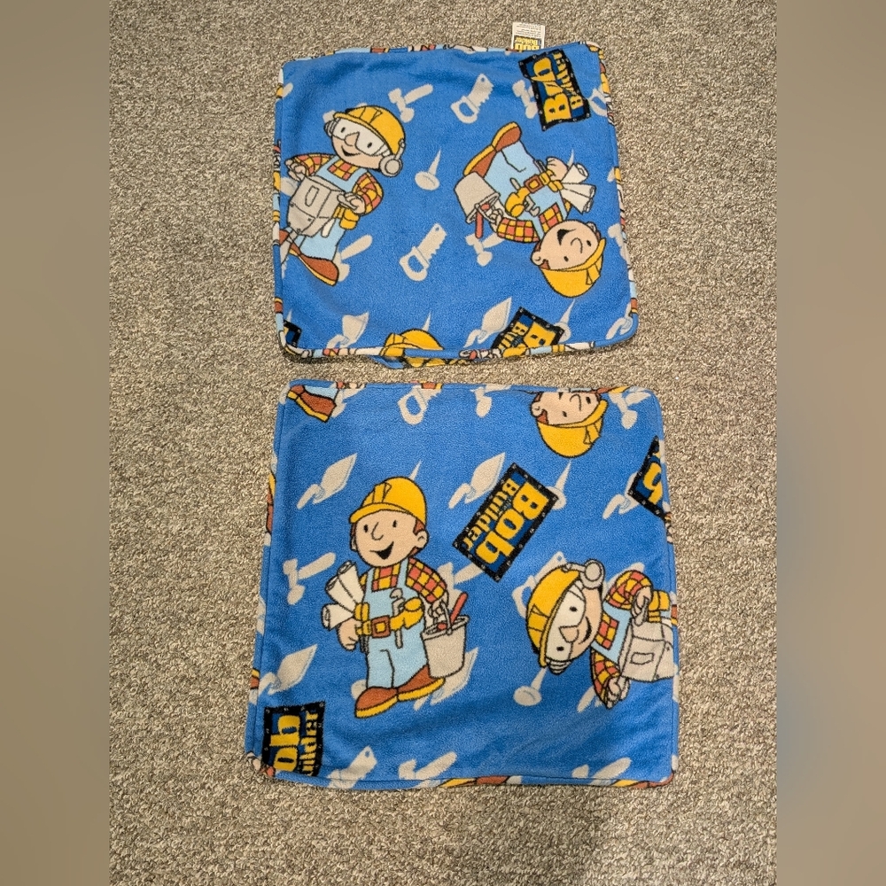 BOB THE BUILDER Fleece Travel Pillowcase Pillow Cover 18" X 18" Set  Bundle Of 2